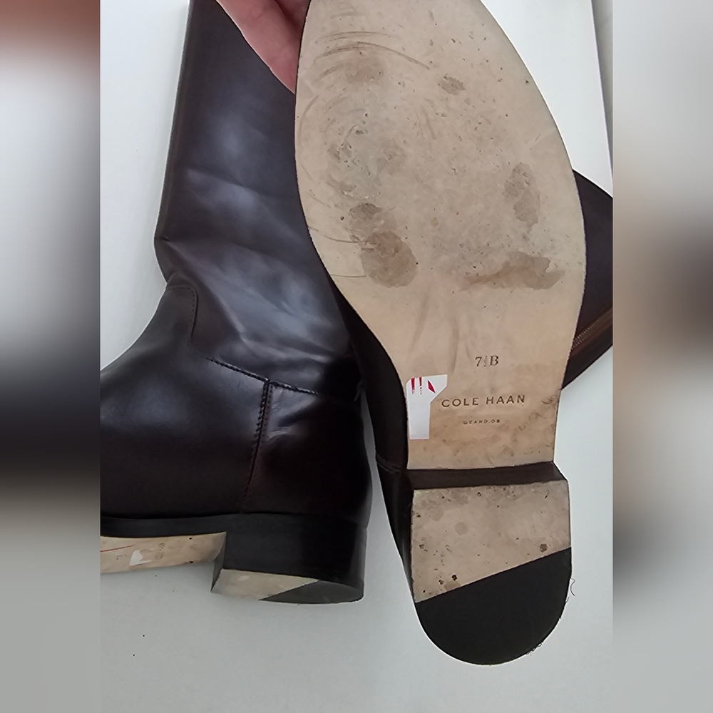 Cole Haan Brown Leather Arlington Riding Boots Size 7.5 Retail $398 - Picture 6 of 14